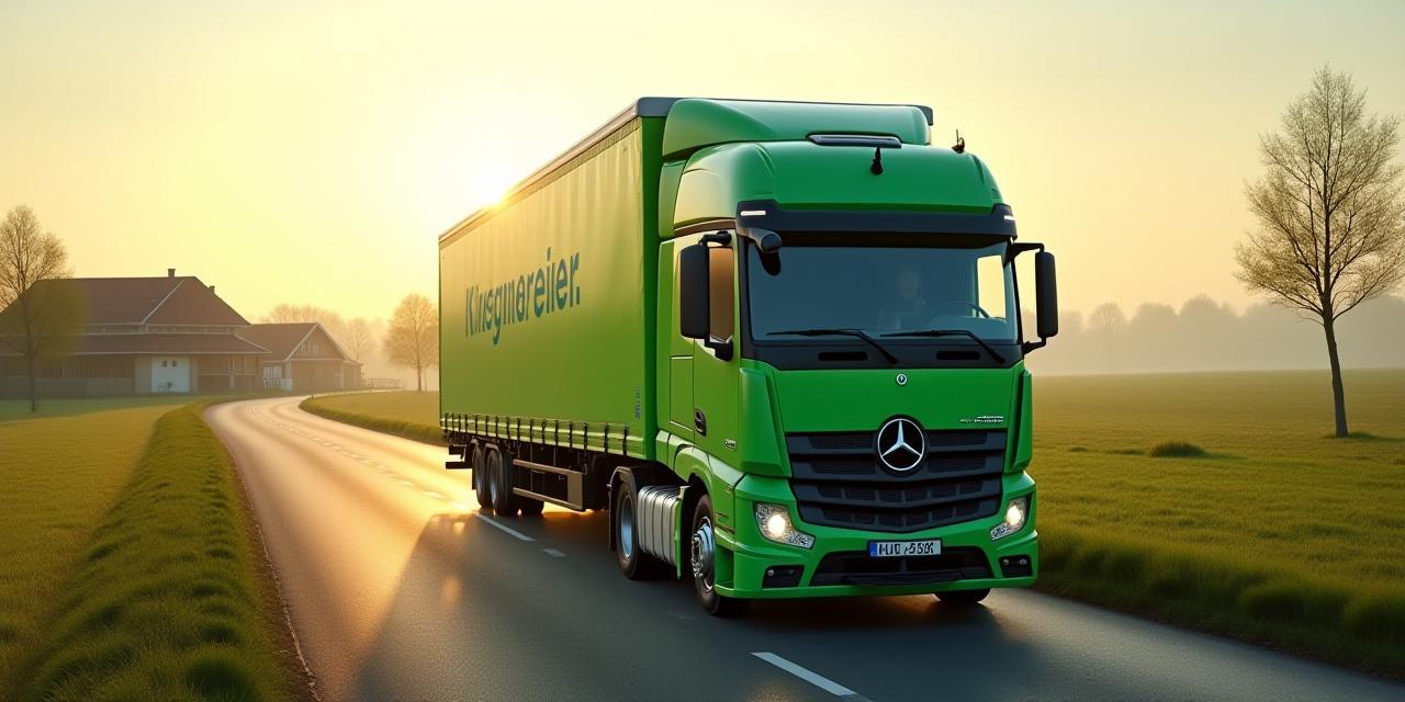 Moderner E-Transporter unseres Geflügelhofs auf dem Landweg